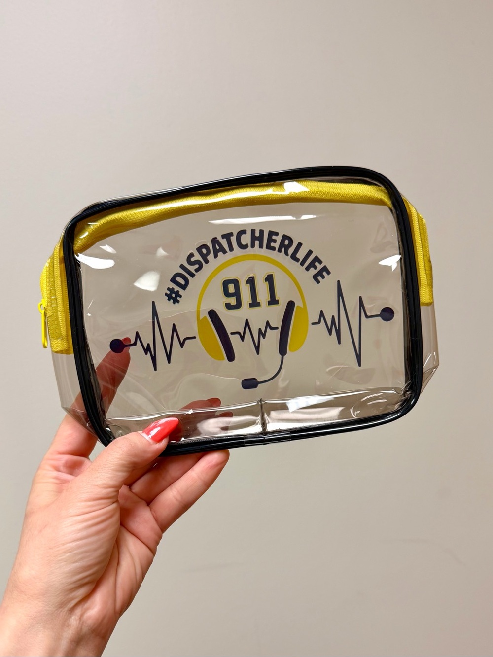 911 Emergency Dispatcher Gift 💛 Clear PVC Makeup Bag Cosmetics Case - Picture 8 of 9